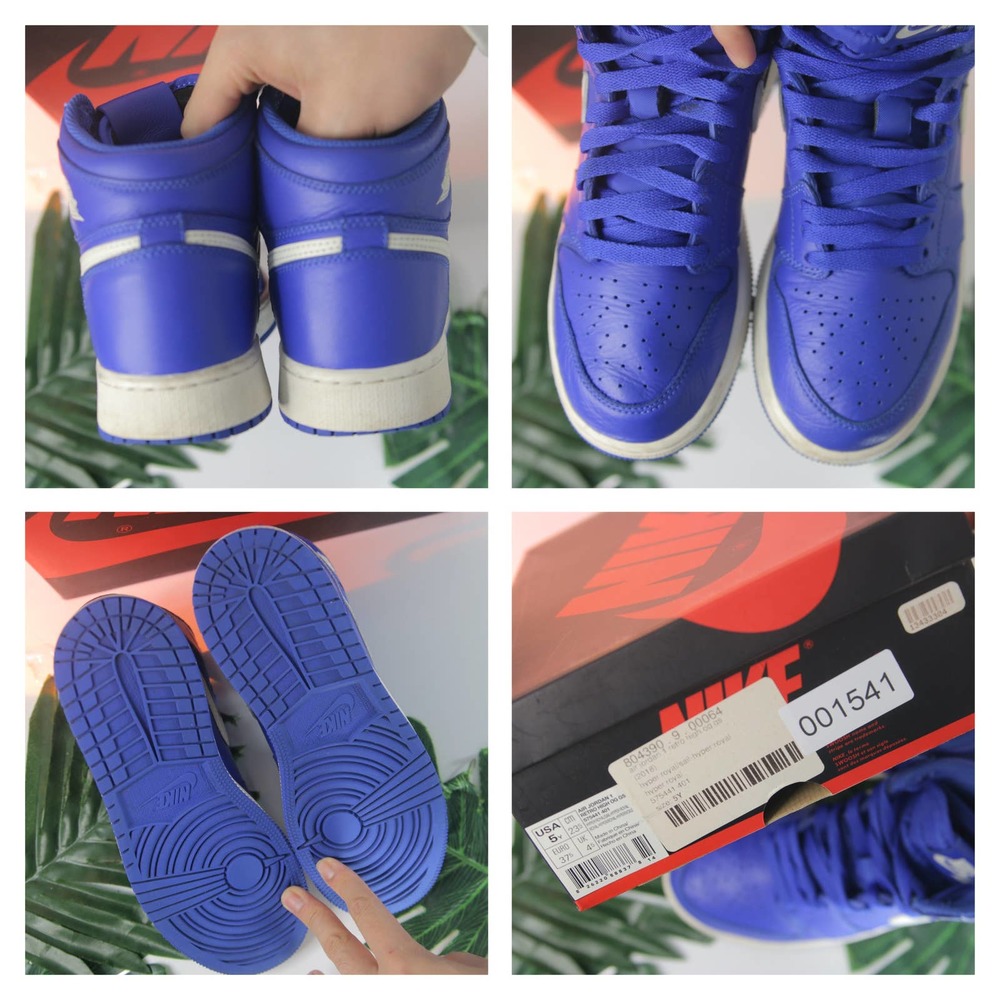 Jordan 1 High Blue White Sneakers size 5youth/6.5womens/37EU 001541